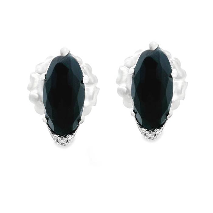 Tacori Sterling Silver & 18k White Gold Black Onyx Earrings