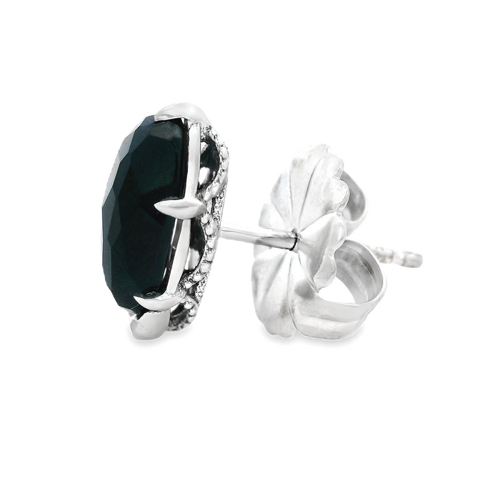 Tacori Sterling Silver & 18k White Gold Black Onyx Earrings