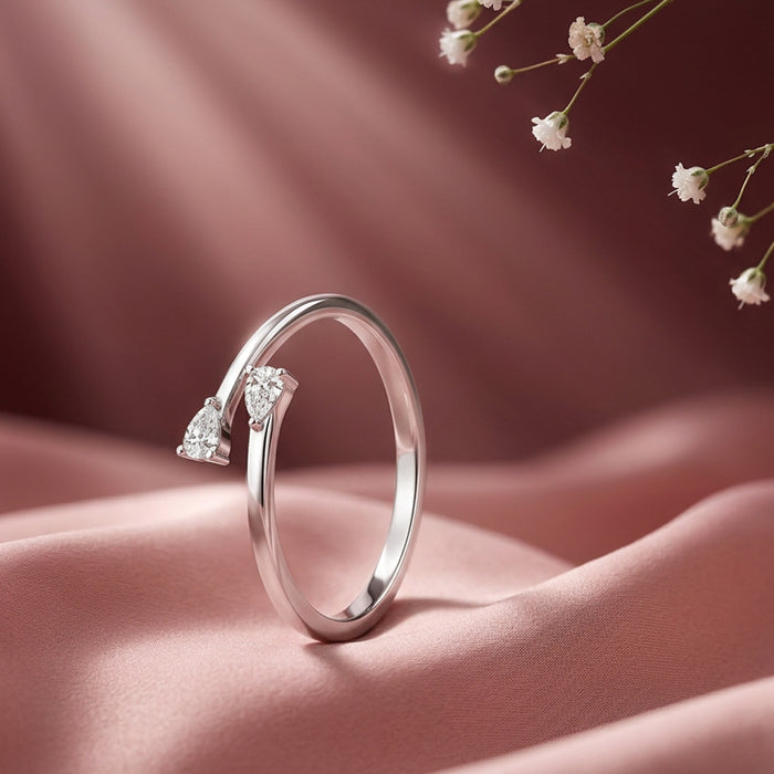 Teardrop Stone Silver Ring
