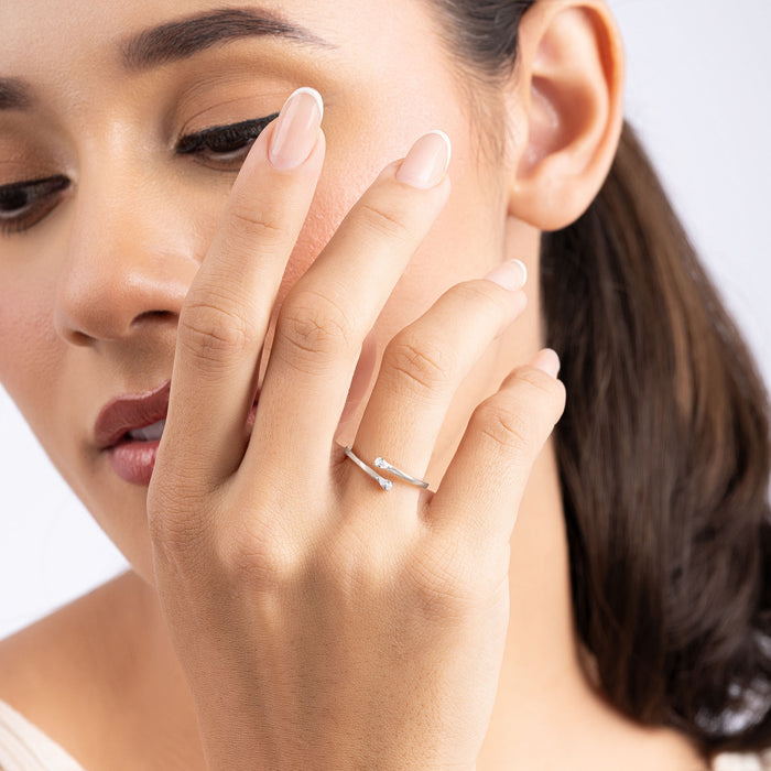 Teardrop Stone Silver Ring