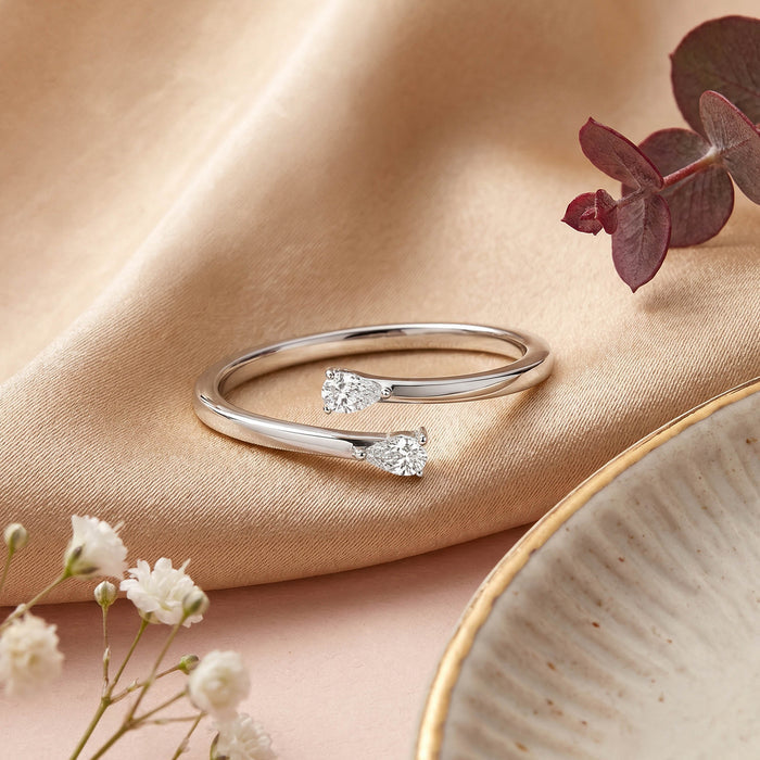 Teardrop Stone Silver Ring