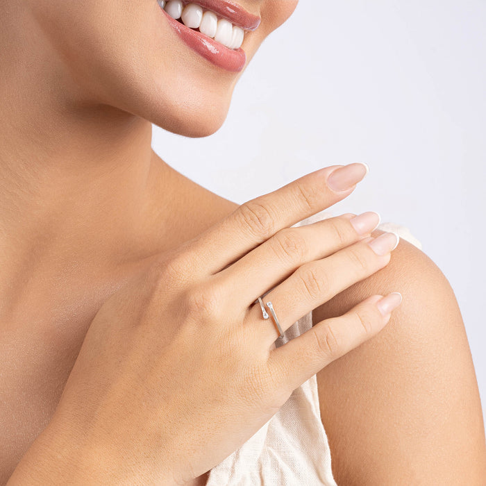 Teardrop Stone Silver Ring