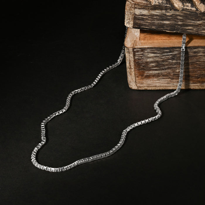Textured Box Link Silver Chain