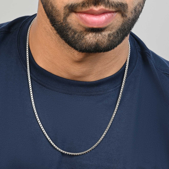 Textured Box Link Silver Chain