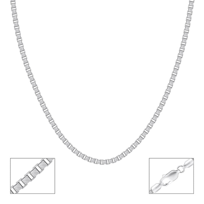 Textured Box Link Silver Chain