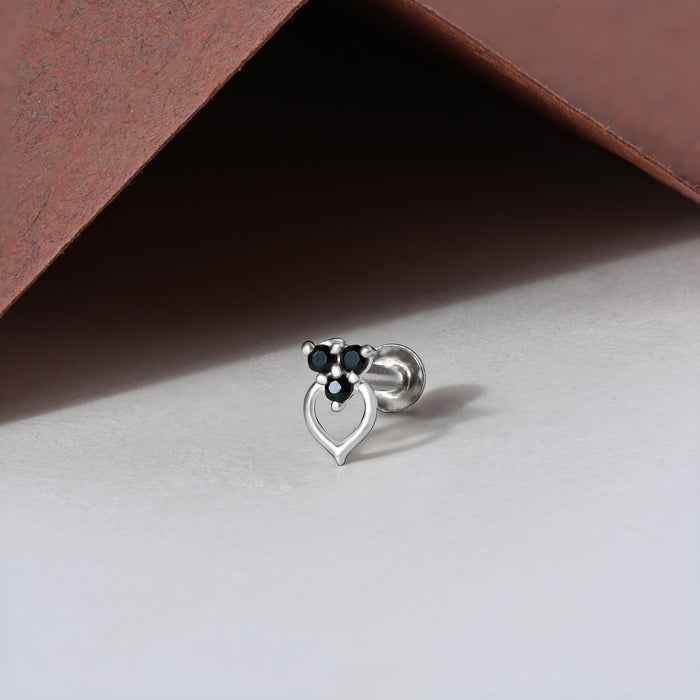 Trio Spark Heart-Drop Silver Nose Pin