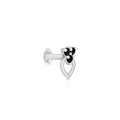 Trio Spark Heart-Drop Silver Nose Pin