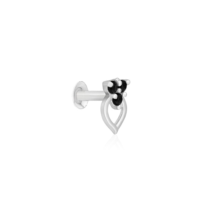 Trio Spark Heart-Drop Silver Nose Pin