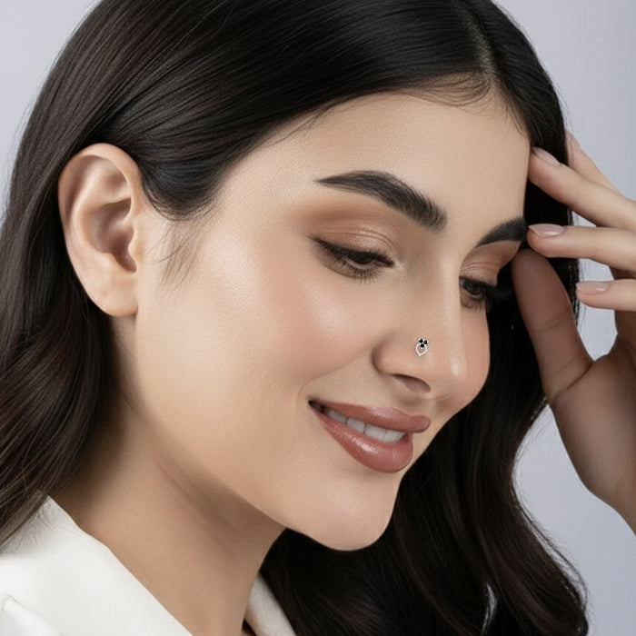 Trio Spark Heart-Drop Silver Nose Pin