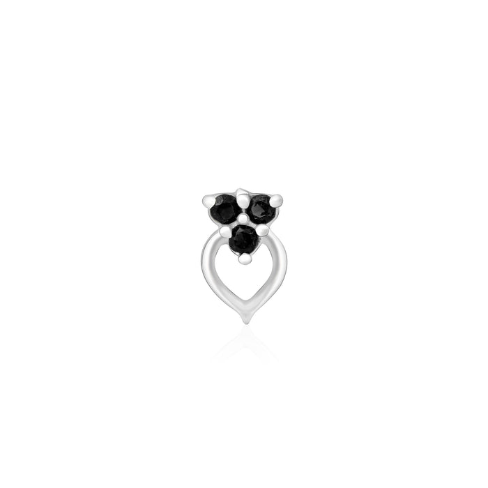 Trio Spark Heart-Drop Silver Nose Pin