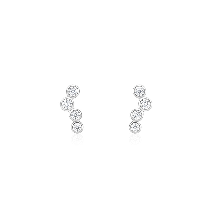 Triple Bezel Set Stud Earrings