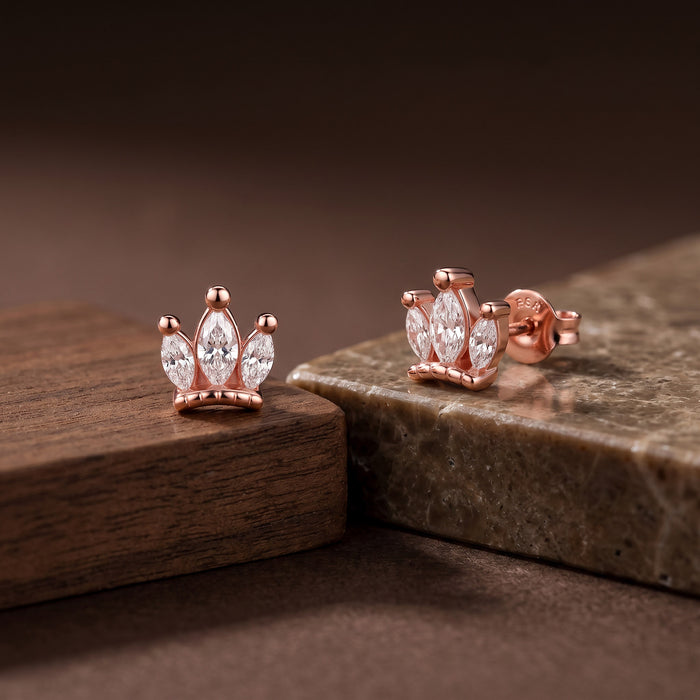 Triple Marquise Crown Stud Earrings
