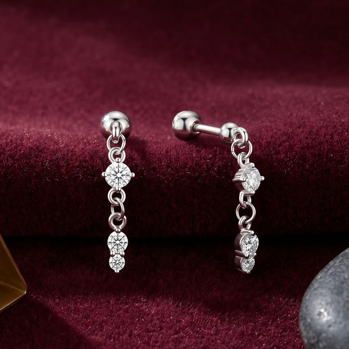 Triple Stone Dangler Earrings