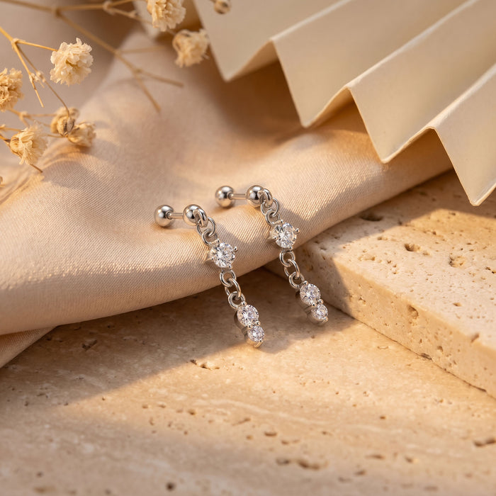 Triple Stone Dangler Earrings
