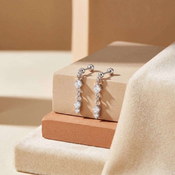 Triple Stone Dangler Earrings