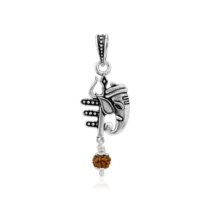 Trishul Ganesha Rudraksha Silver Pendant
