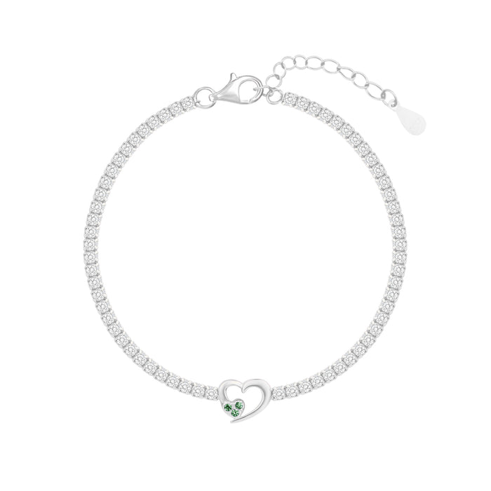 Twin Hearts Tennis Silver Bracelet