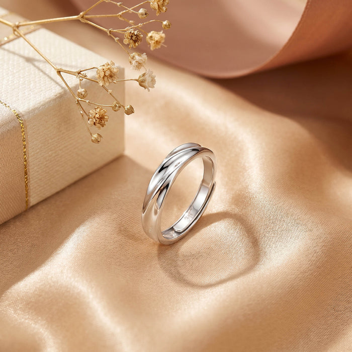 Twist Band Plain Silver Ring