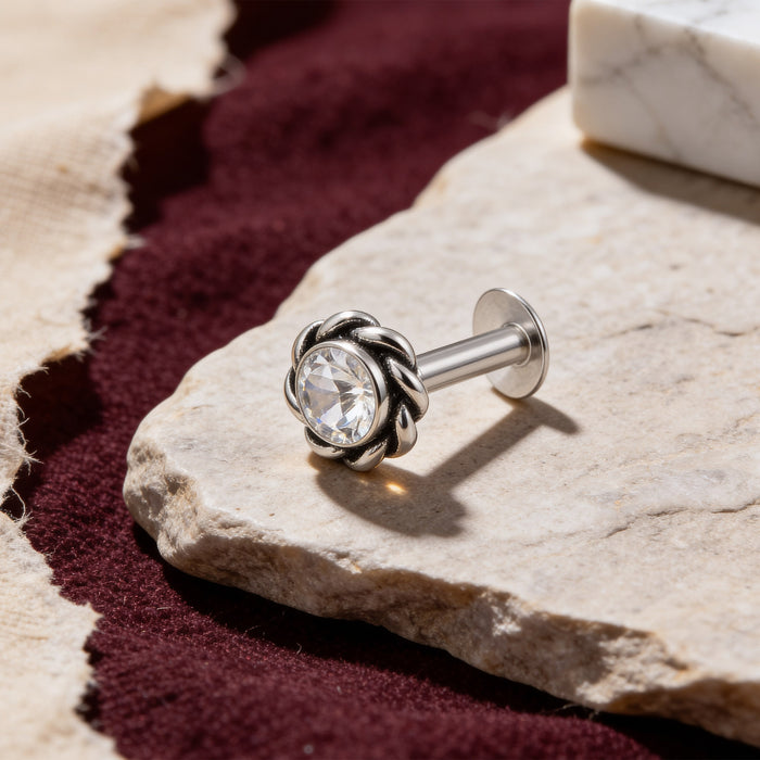 Twisted Rope Border Silver Stud Earring