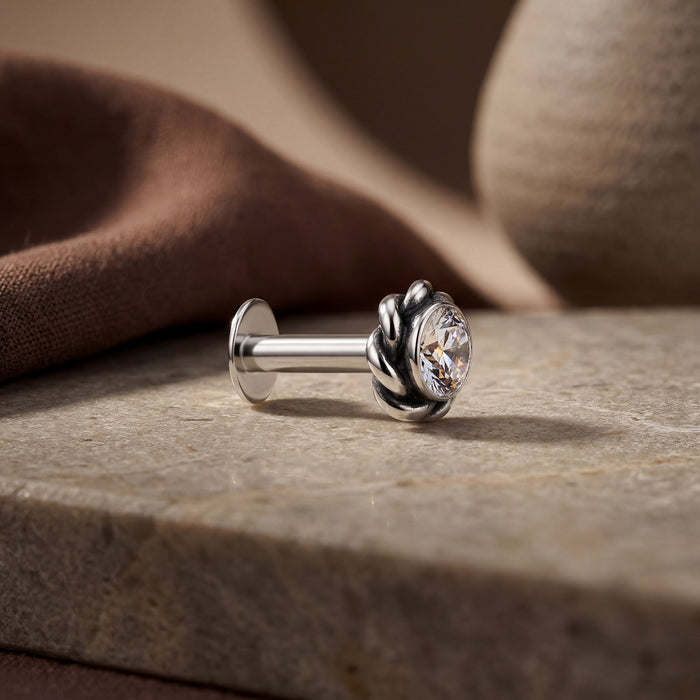 Twisted Rope Border Silver Stud Earring
