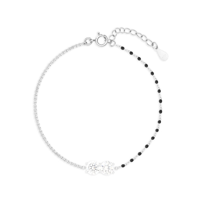 Two-Stone Black Beads Bracelet