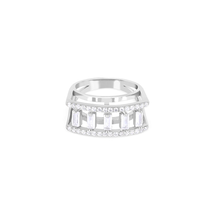 Vertical Stone Silver Ring