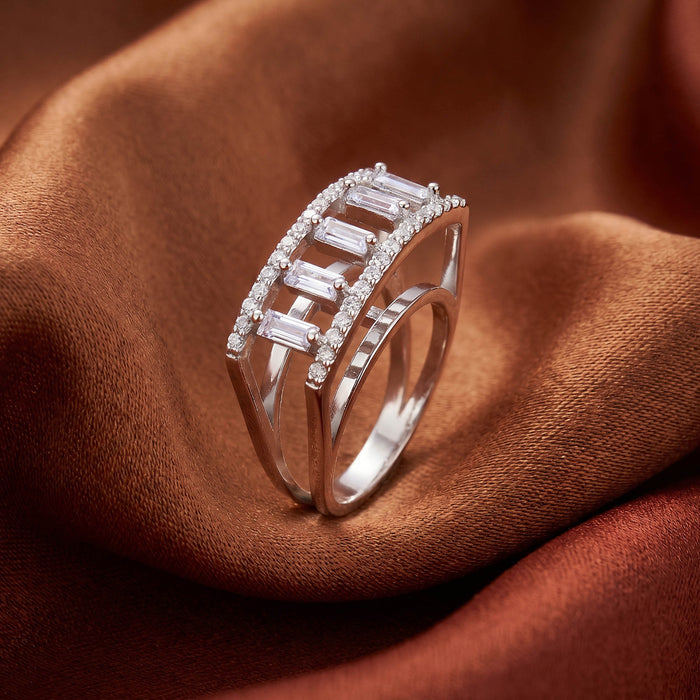 Vertical Stone Silver Ring