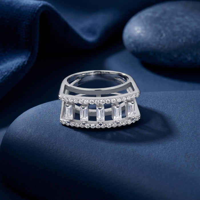 Vertical Stone Silver Ring