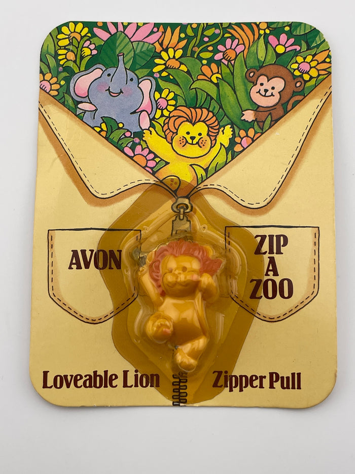 Vintage 1983 Avon Zip A Zoo Loveable Lion Zipper Pull