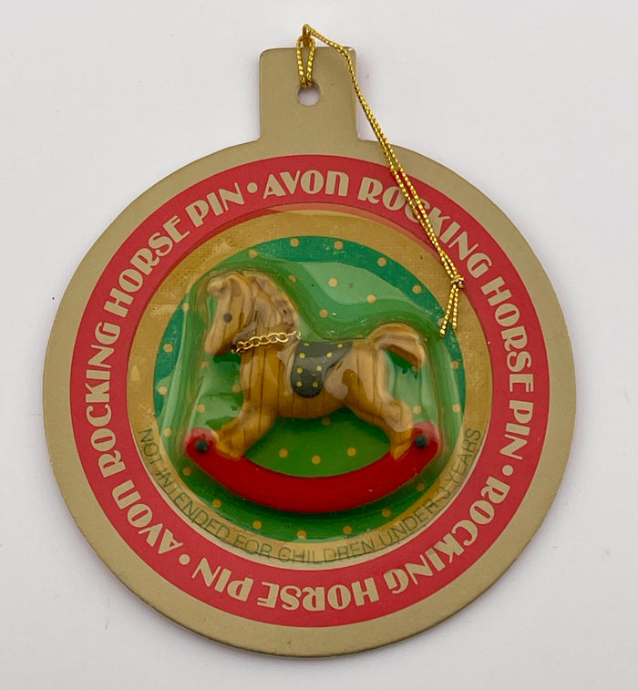 Vintage 1985 Avon Christmas Rocking Horse Pin Ornament
