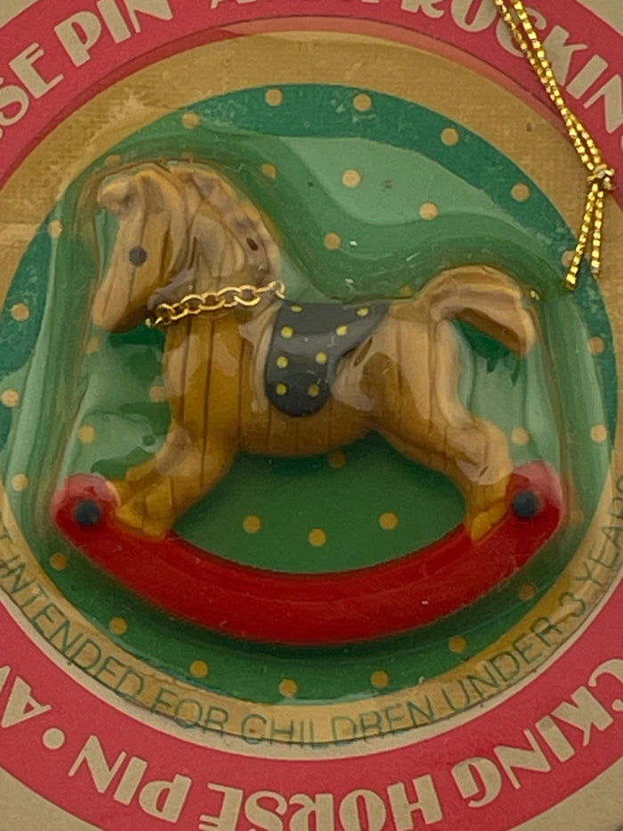 Vintage 1985 Avon Christmas Rocking Horse Pin Ornament
