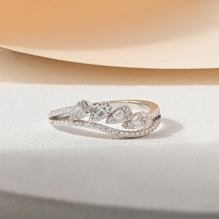 Wave Row Silver Ring