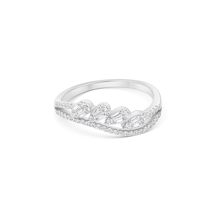 Wave Row Silver Ring