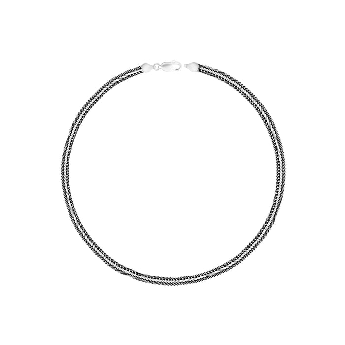 Woven Oxidised Silver Chain Bracelet