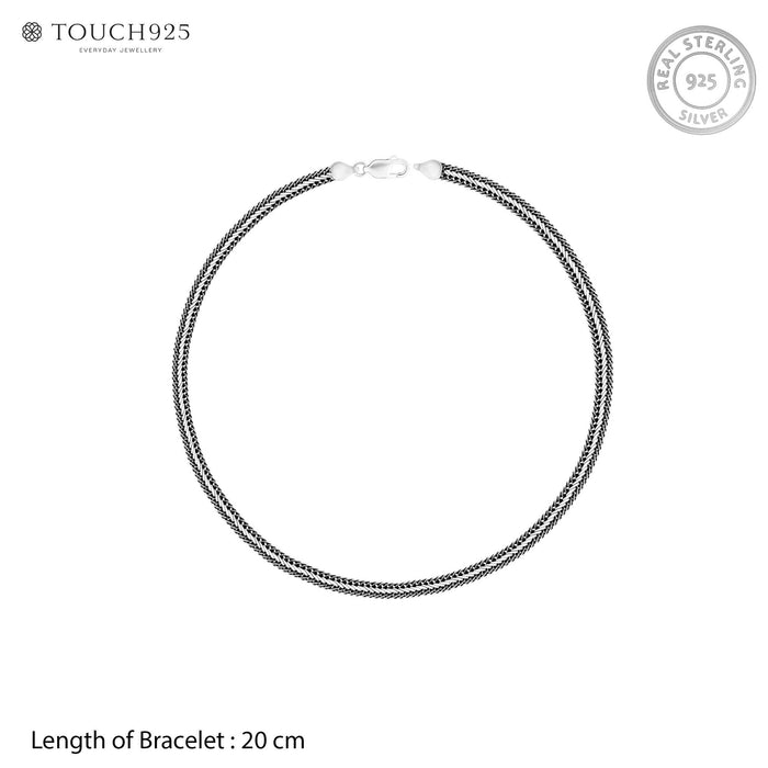 Woven Oxidised Silver Chain Bracelet